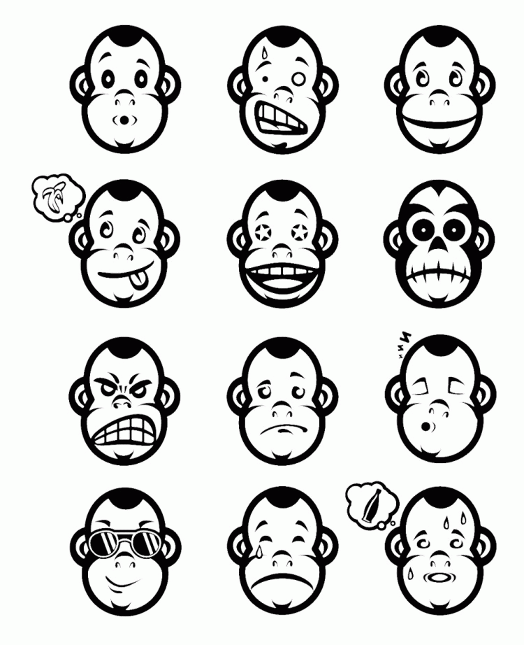 Types Face Monkey Coloring Pages - Animal Coloring Coloring Pages 