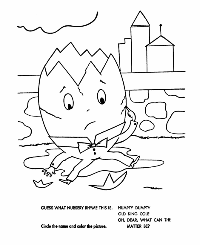 BlueBonkers: Nursery Rhymes Quiz Coloring Page Sheets - Humpty 