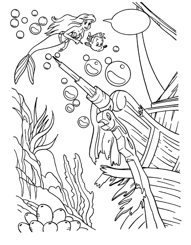 Little Mermaid Ship Coloring Page | Kids Cute Coloring Pages