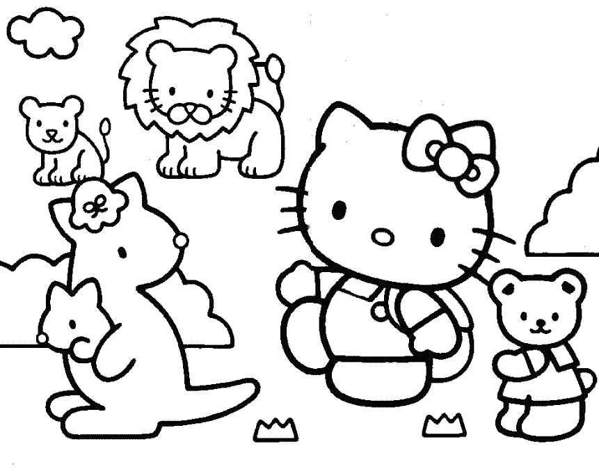 Hello Kitty Zoo Animals Coloring Pages | Coloring