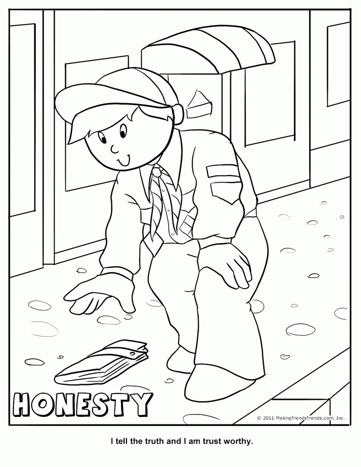 Printable Honesty Coloring Page | Cub Scout Core Value - Honesty | Pi…