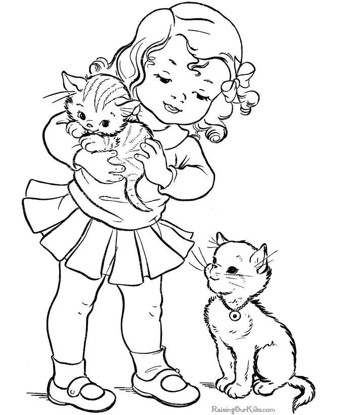 Preschool Kitten Page to Color Online Coloring For Preschoolers 