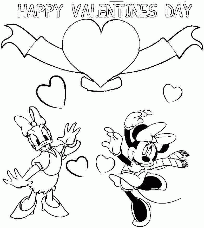 Disney Valentine Colouring Pages Free For Kids & Girls #