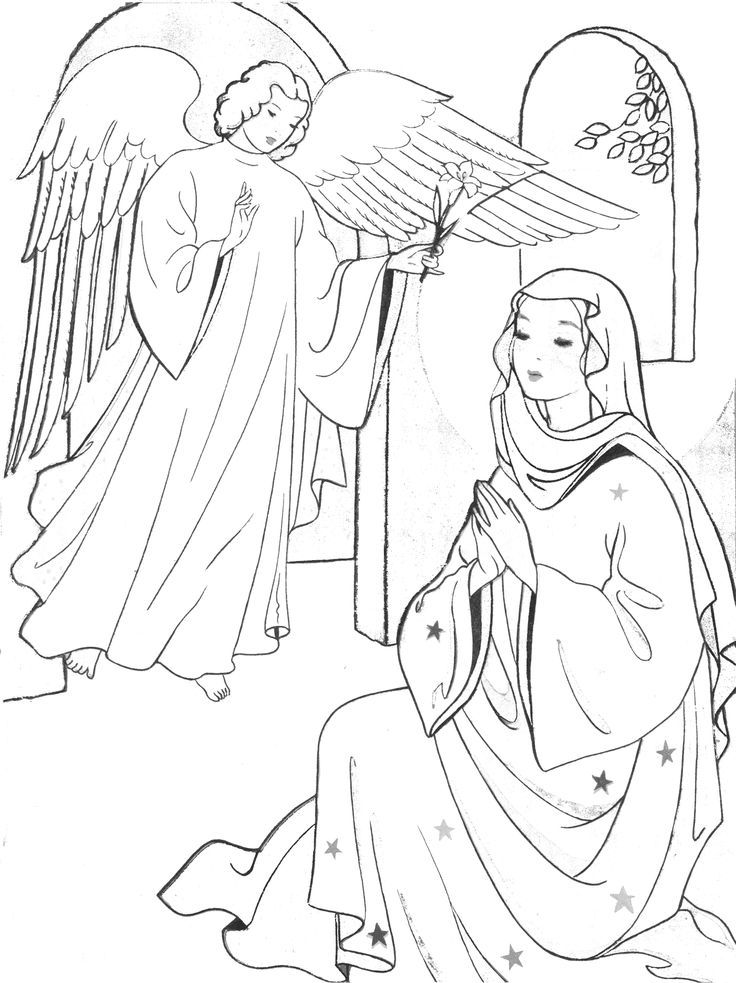 Annunciation Coloring Page March 25 | Mother Mary and Rosary | Pinter…