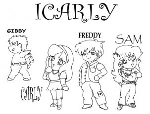 iCarly Cast in Manga style coloring page
