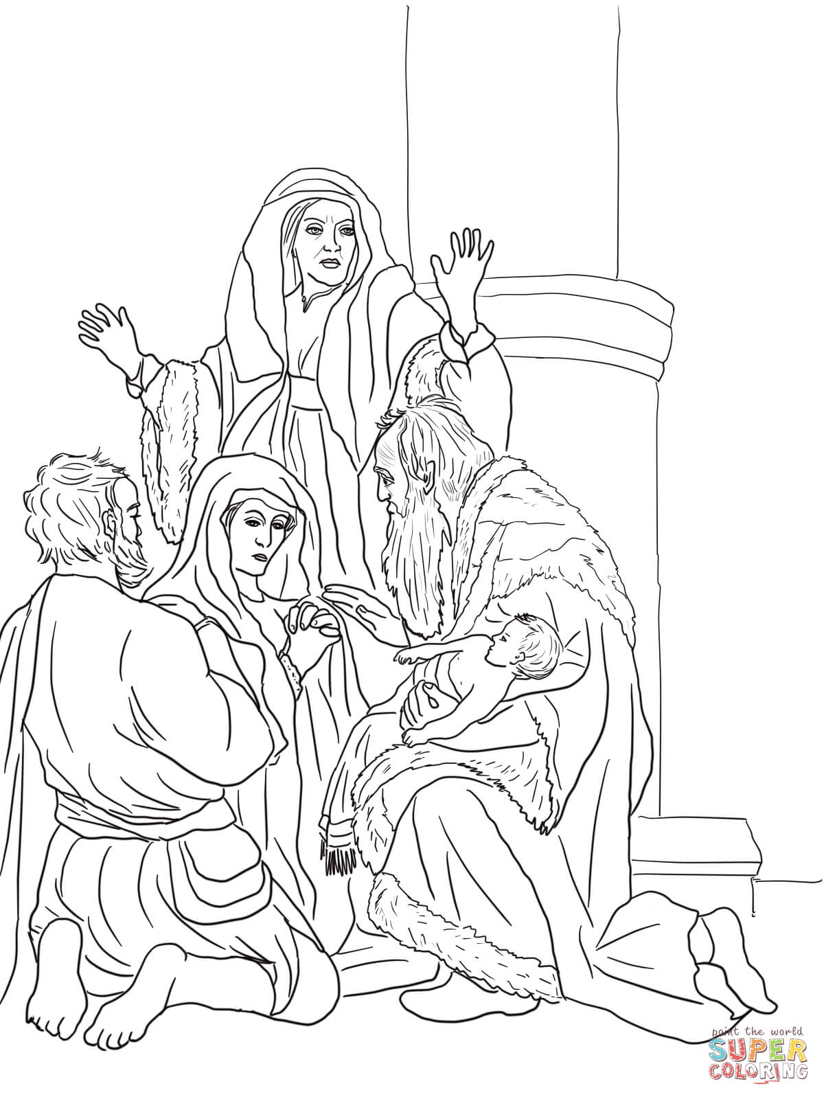 simeon and anna in the temple coloring page