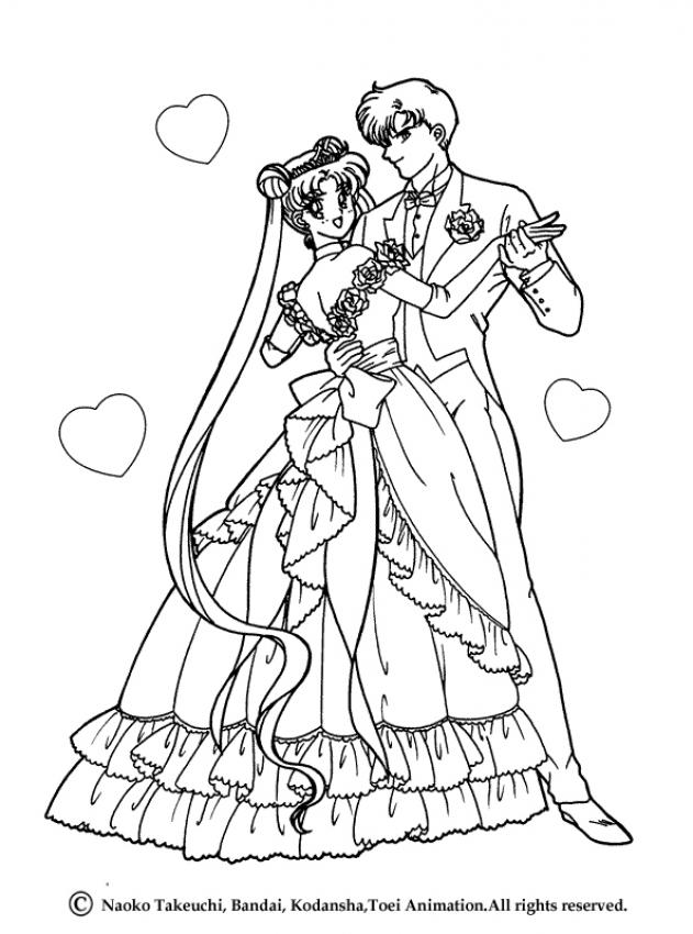 SAILOR MOON coloring pages - Sailor Moon with her boyfriend