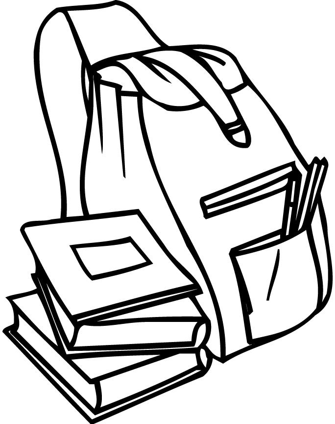 coloring page of a backpack and books for preschoolers - Coloring 