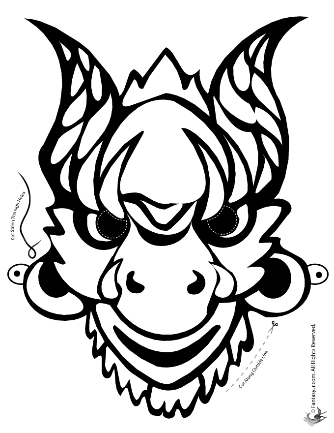 Chinese dragon mask Co Colouring Pages