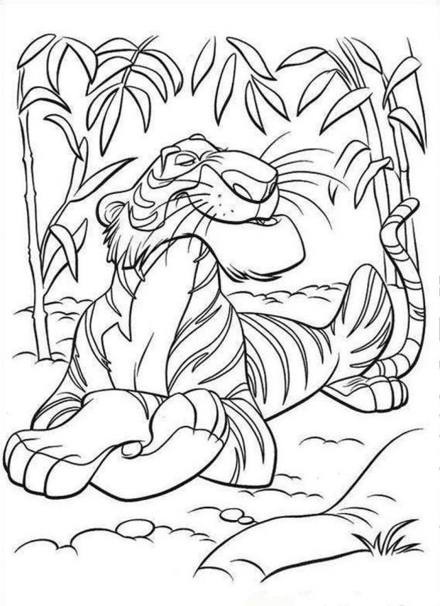 Jungle Book Smiling Tiger Coloring Page Coloringplus 174766 Jungle 