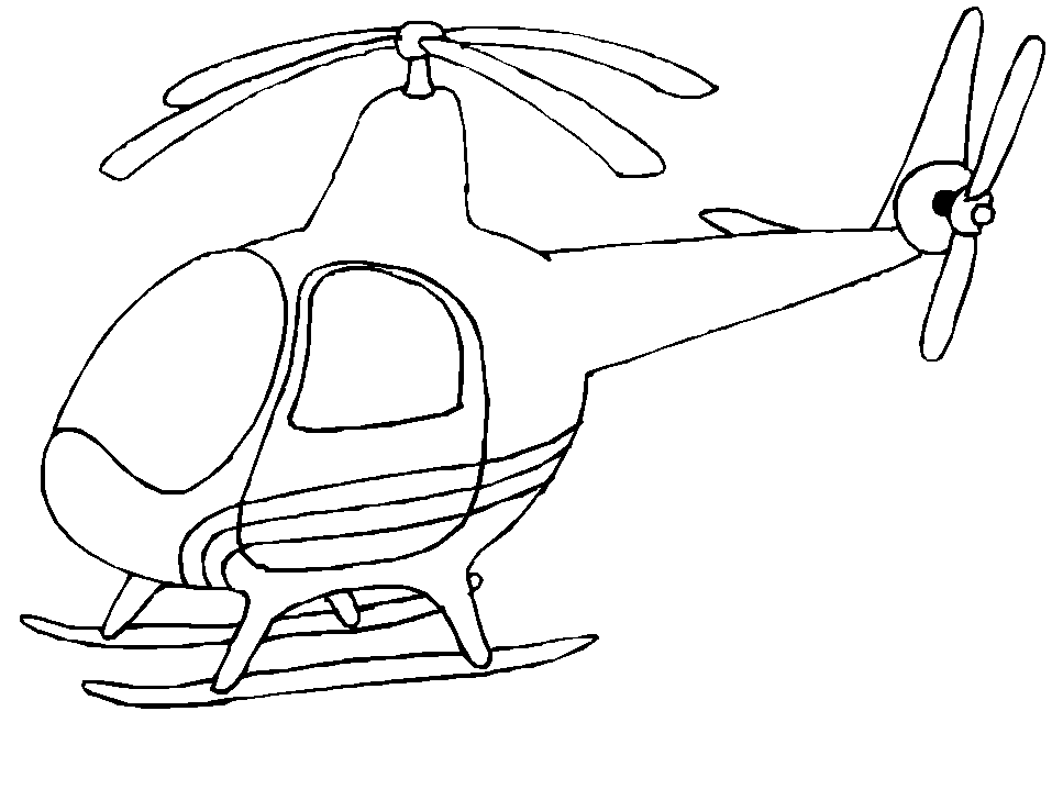 Kleurplaat Vliegtuigen Helicopter