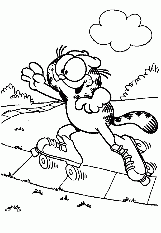 Download Garfield Plays Skates Coloring Page Or Print Garfield 