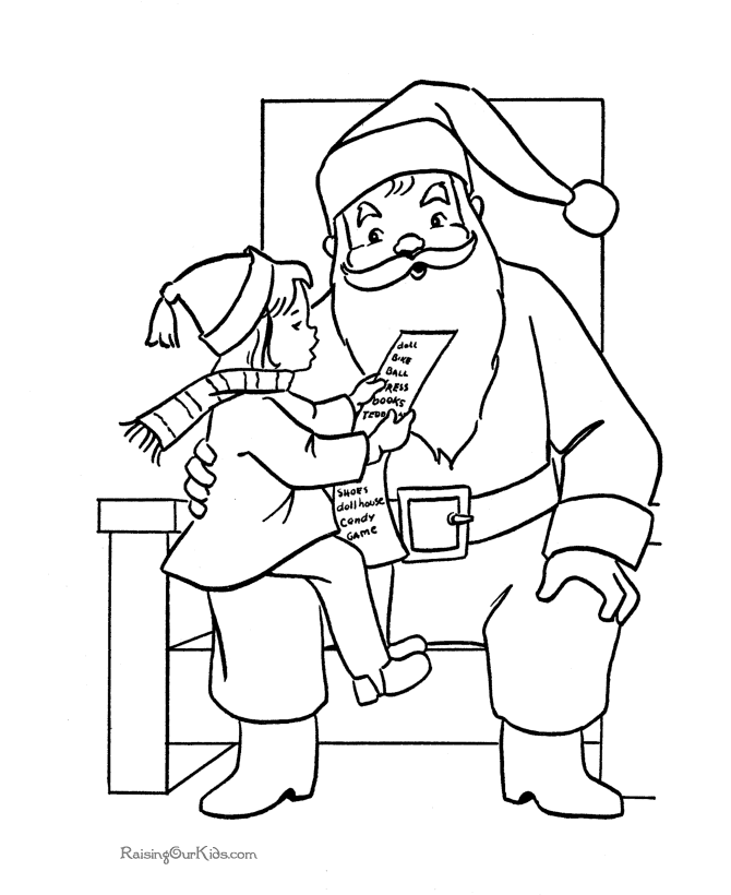 Free Santa Claus Coloring Sheets – Kid On Santa s Lap Printable 