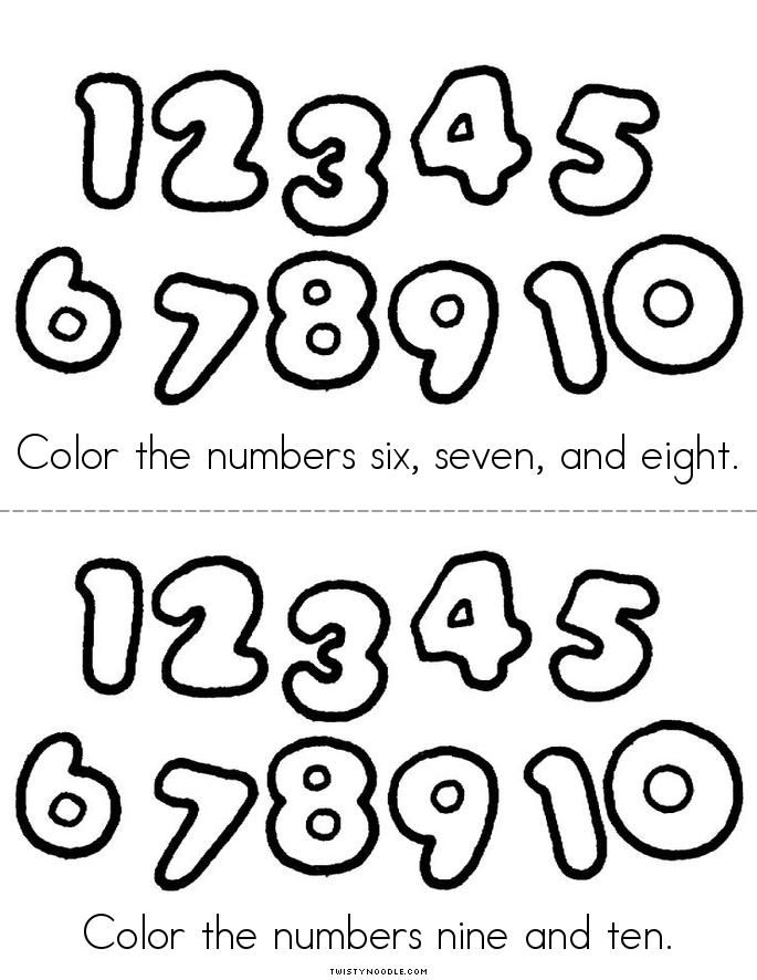 Color the numbers Book Book - Twisty Noodle