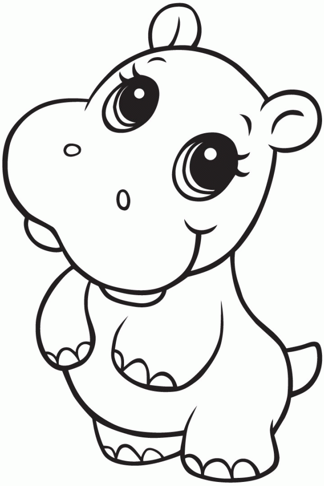 Hippo Coloring Page Desktop Background | Desktop Backgrounds HQ