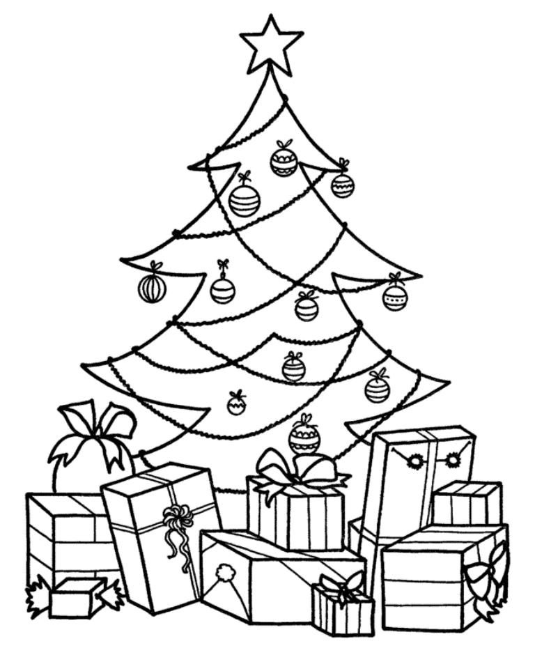 Download Coloring Pages For Christmas Tree And Presents Or Print 
