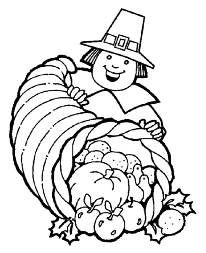 Thanksgiving Day Coloring Page Sheets - Cornucopia 1 (Horn of 