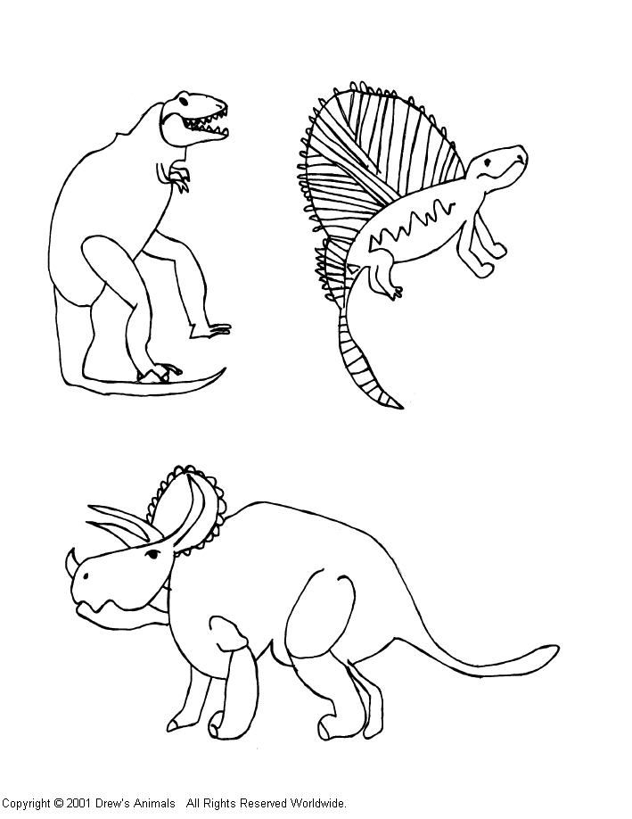 Drew's Animals Coloring Book - T-Rex, Dimetrodon, & Triceratops 