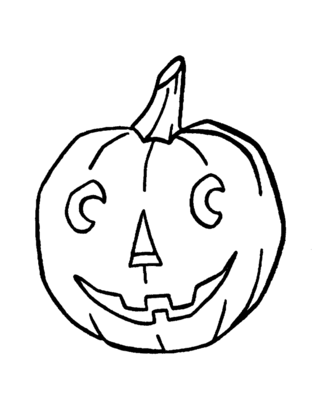 Halloween Coloring Page Sheets - Easy smiling Pumpkin | BlueBonkers