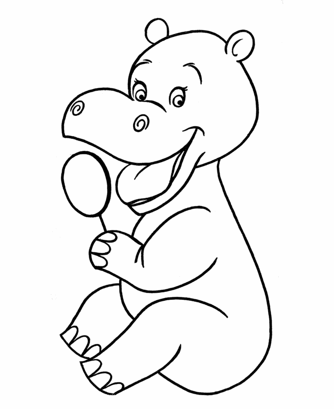 pre coloring pages printable hippopotamus page