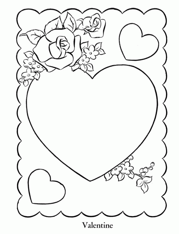 Heart Valentine's Cards Coloring For Kids - Valentine Day Coloring 