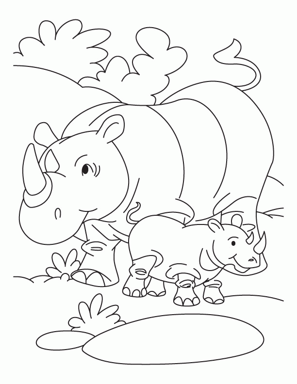 Rhinoceros and Baby Rhinoceros coloring page | Download Free 