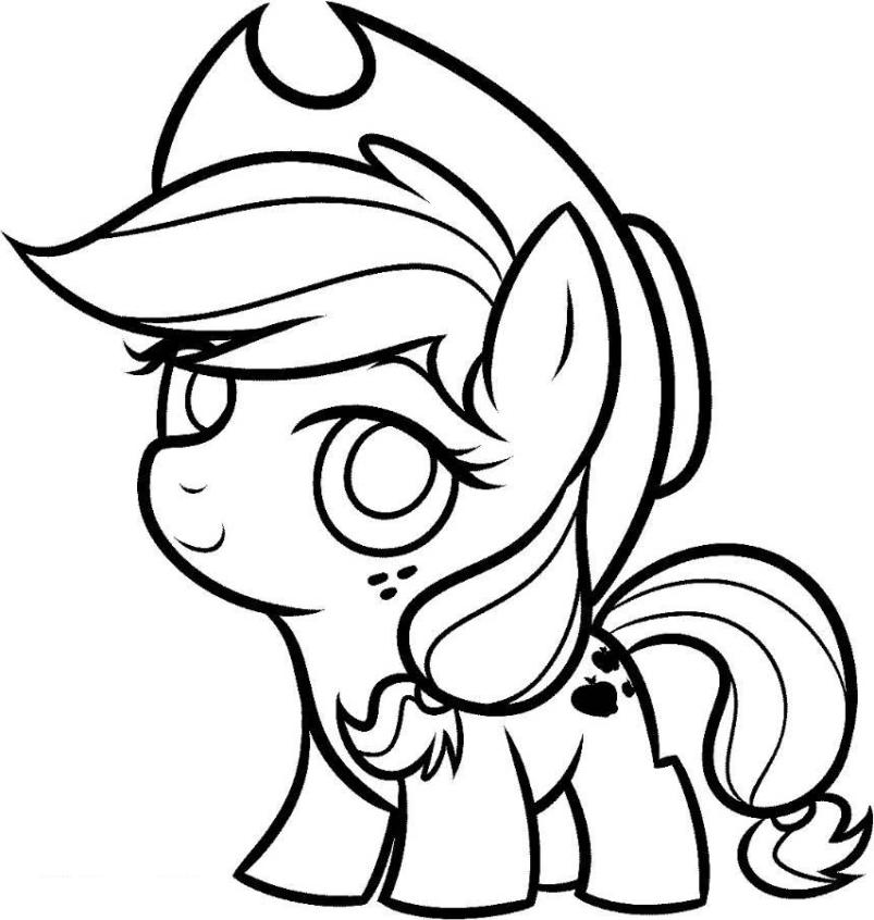 Print My Little Pony Coloring Pages Cute Baby Applejack or 