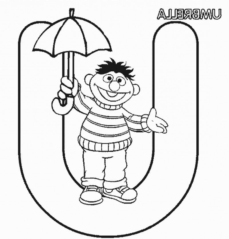 Letter U Is For Umbrella Coloring For Kids - Kids Colouring Pages
