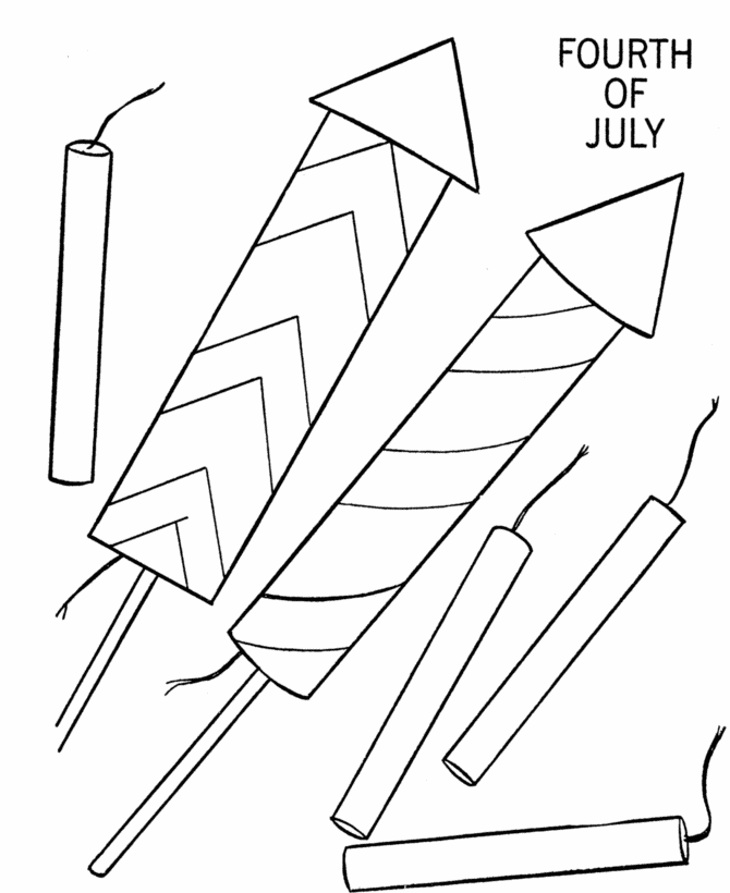 USA-Printables: July Fourth Coloring Pages - Fireworks - July 4th 