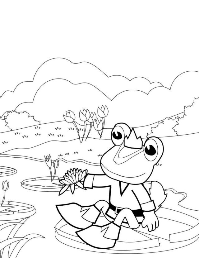 Prince Frog Over The Pond Coloring Page Prince Frog Over The Pond 