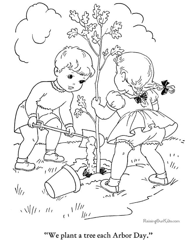 Arbor Day kid coloring pages