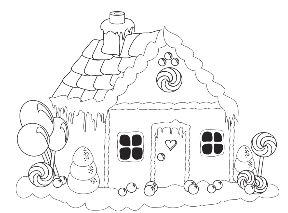 Gingerbread House Lollipop Coloring Pages - Gingerbread Coloring 