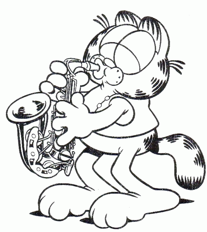Download Garfield Plays Trumpet Coloring Page Or Print Garfield 