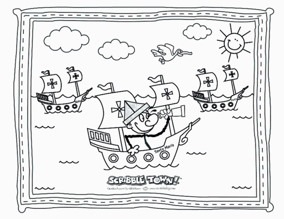 Coloring Pages Blessing The Voyage Holidays Columbus Day Free 