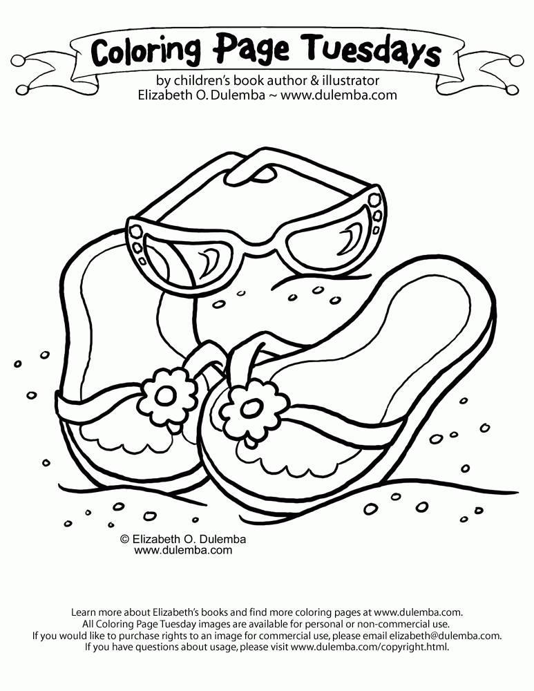 dulemba: Coloring Page Tuesday - Flip Flops and Sunglasses