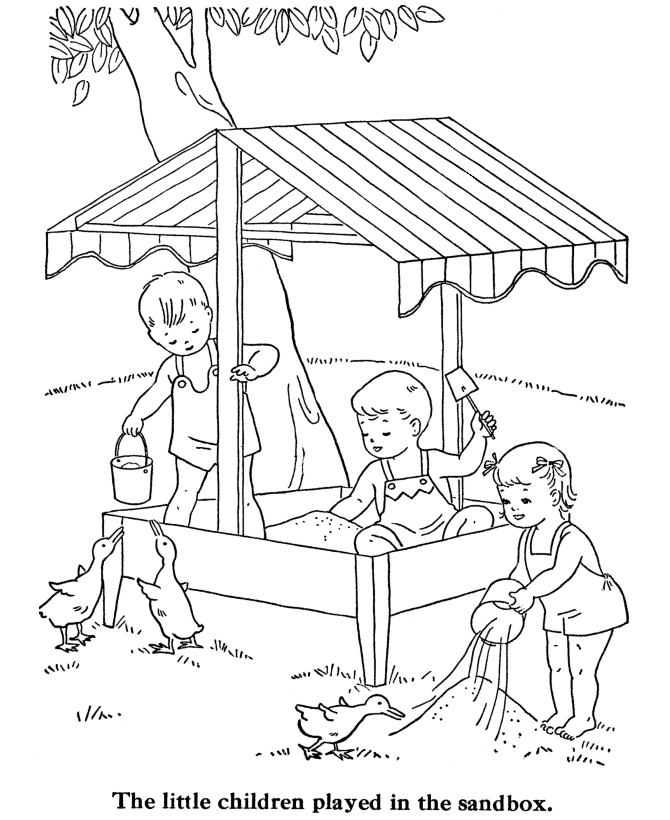 children outside Colouring Pages