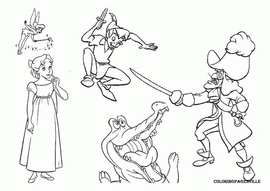 Peter Pan Pay Back For Captain Hook Coloring Page Coloringplus 