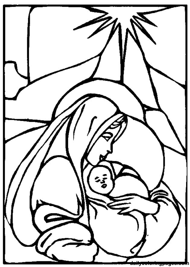 Child Jesus With Mother Mary Coloring Page Baby Jesus Coloring 