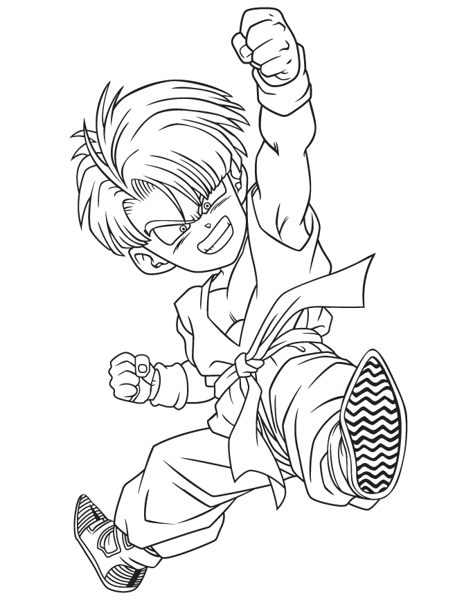 Dragon Ball Z Kid Trunks Coloring Page | coloring pages