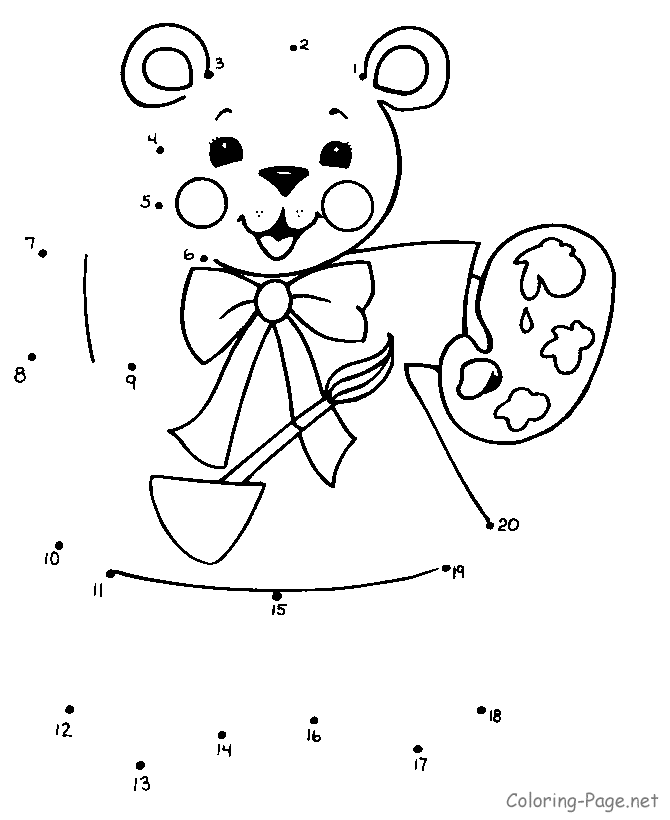 Connect the dots - Teddy bear painting