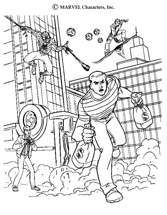 Print Sandman Green Goblin Spiderman Coloring Page or Download 