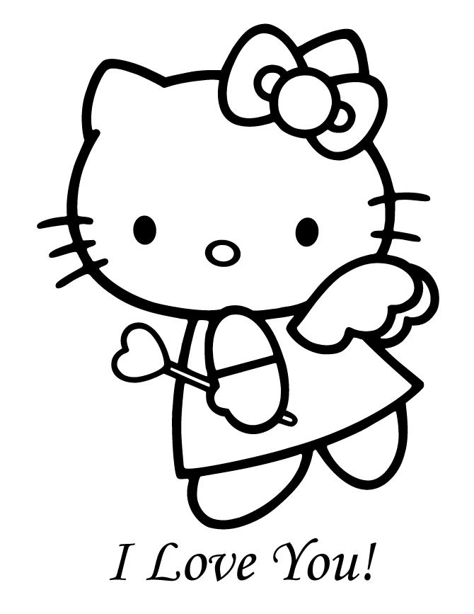 Hello Kitty Angel Valentine Coloring Page | Free Printable 