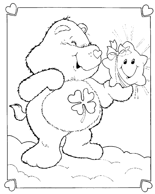 Good Luck bear laughing coloring page