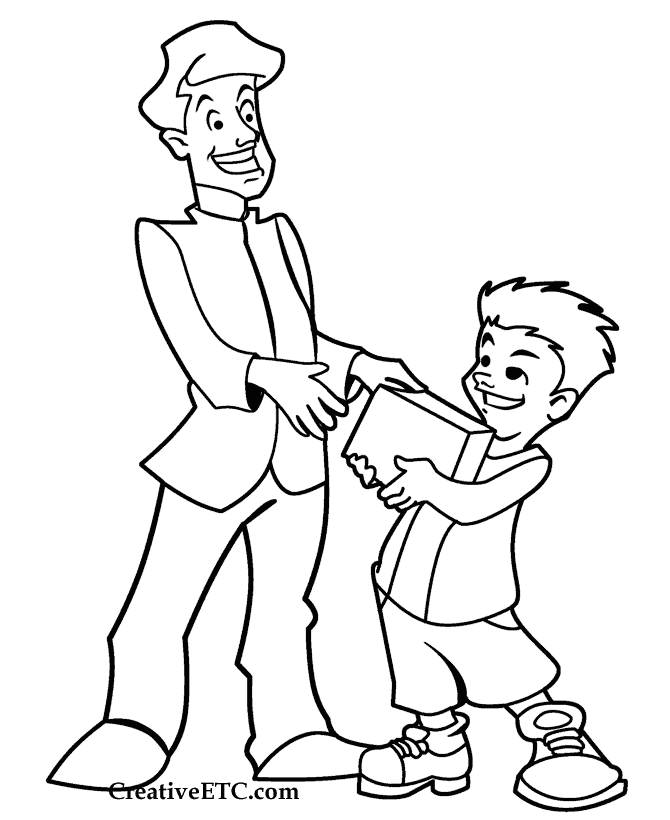 Father's Day coloring page - Giving a gift
