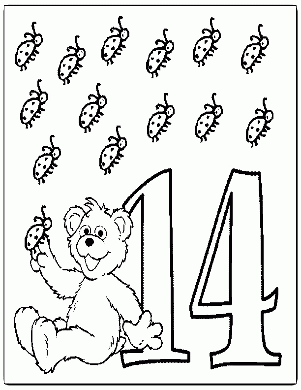 Number Fourteen Coloring pages to print | Coloring Pages