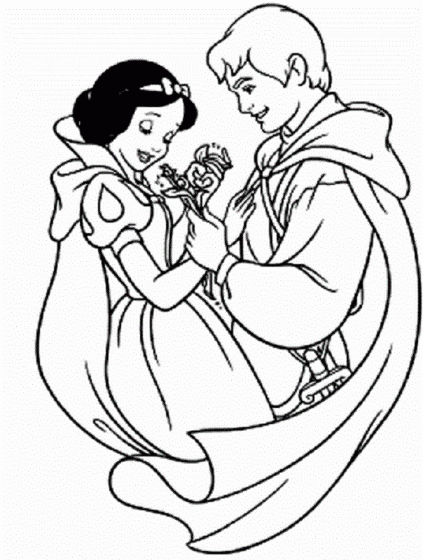 disney land princess snow white with prince ferdinand coloring 