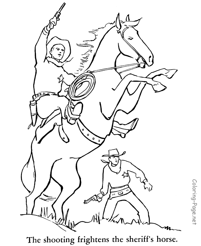 Horse Coloring Page - Cowboy on horse