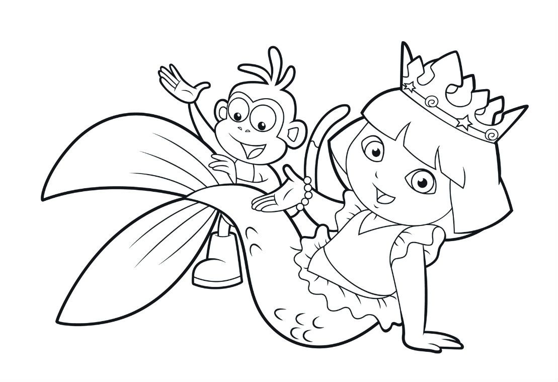 Dora as a mermaid coloring page