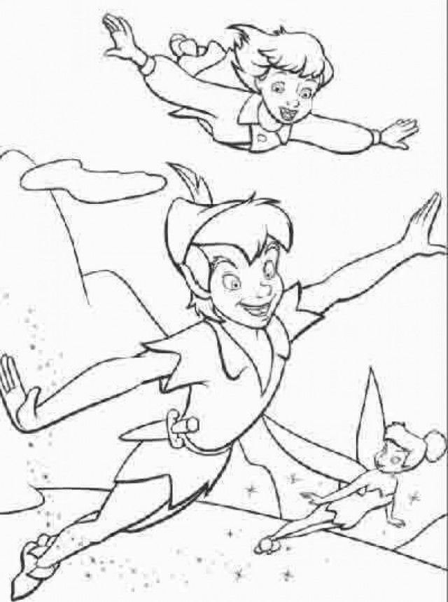 Peter Pan And Tinker Bell Fly Printable Coloring Pages Extra 