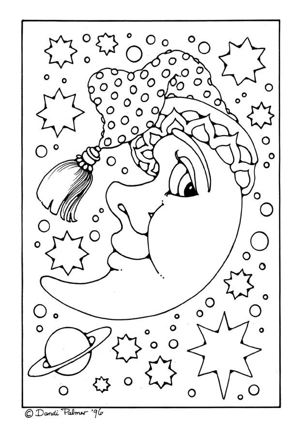 Coloring page man in the moon - img 19593.